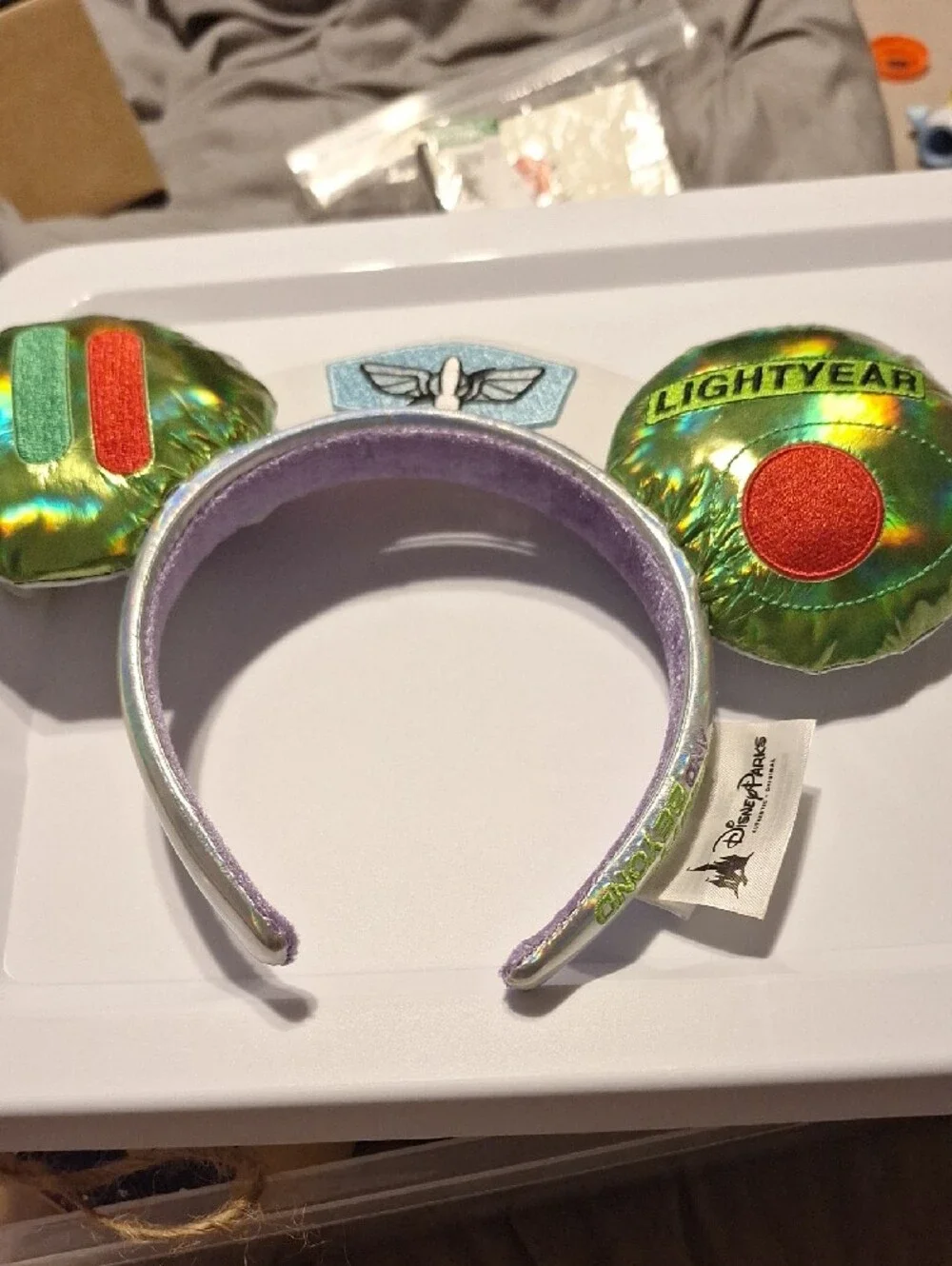 Disney Buzz Lightyear Holographic Ear Headband - Green, Purple & Red